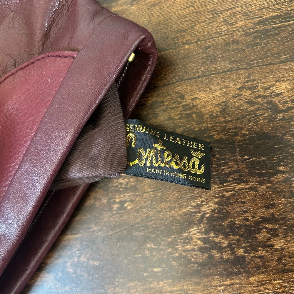 Vintage Leather Contessa Clutch Purse. Evening Bag. Zipper. Genuine Leather - Picture 4 of 4